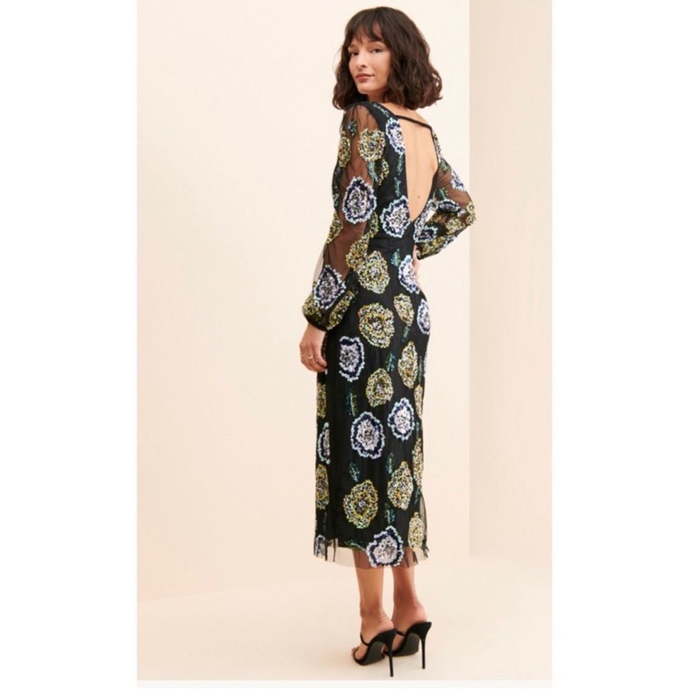 Anthropologie Floral Sequin Dress Let me Be-Q15 - Picture 4 of 14